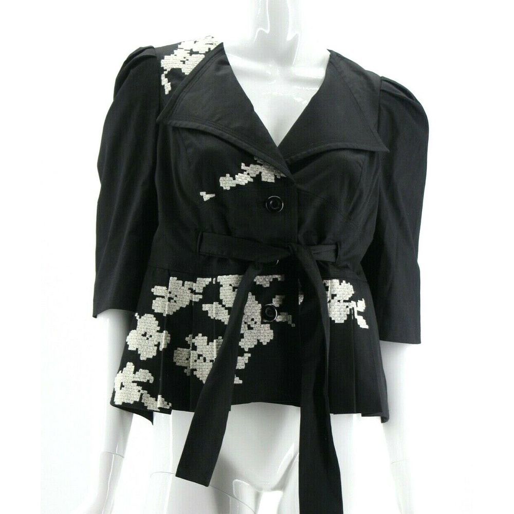Anthropologie Elevenses Black Embroidered Jacket 6